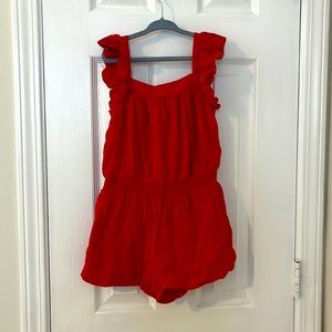 Girls Red romper great condition size 4 or XS
